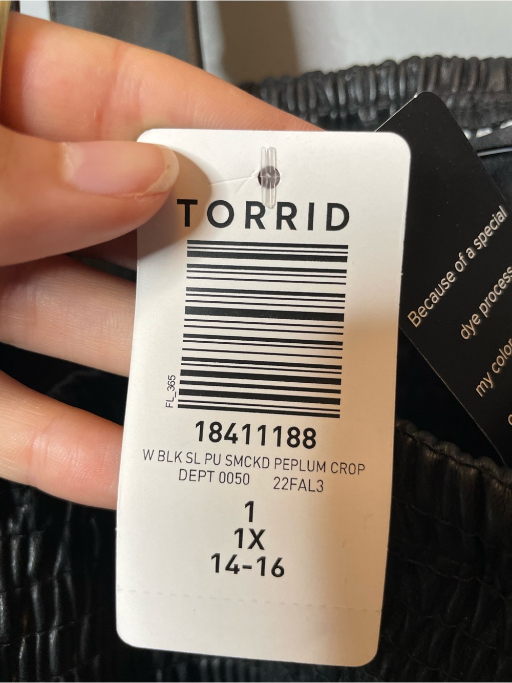 torrid Black Faux Leather Smocked Peplum Camisole Tank Top size XL new - Picture 7 of 11